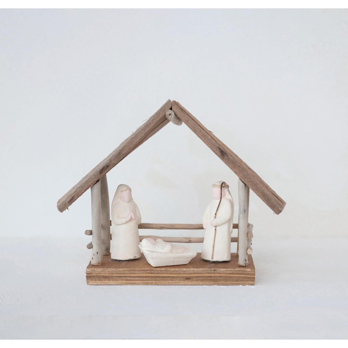 Driftwood and Paper Mache Nativity