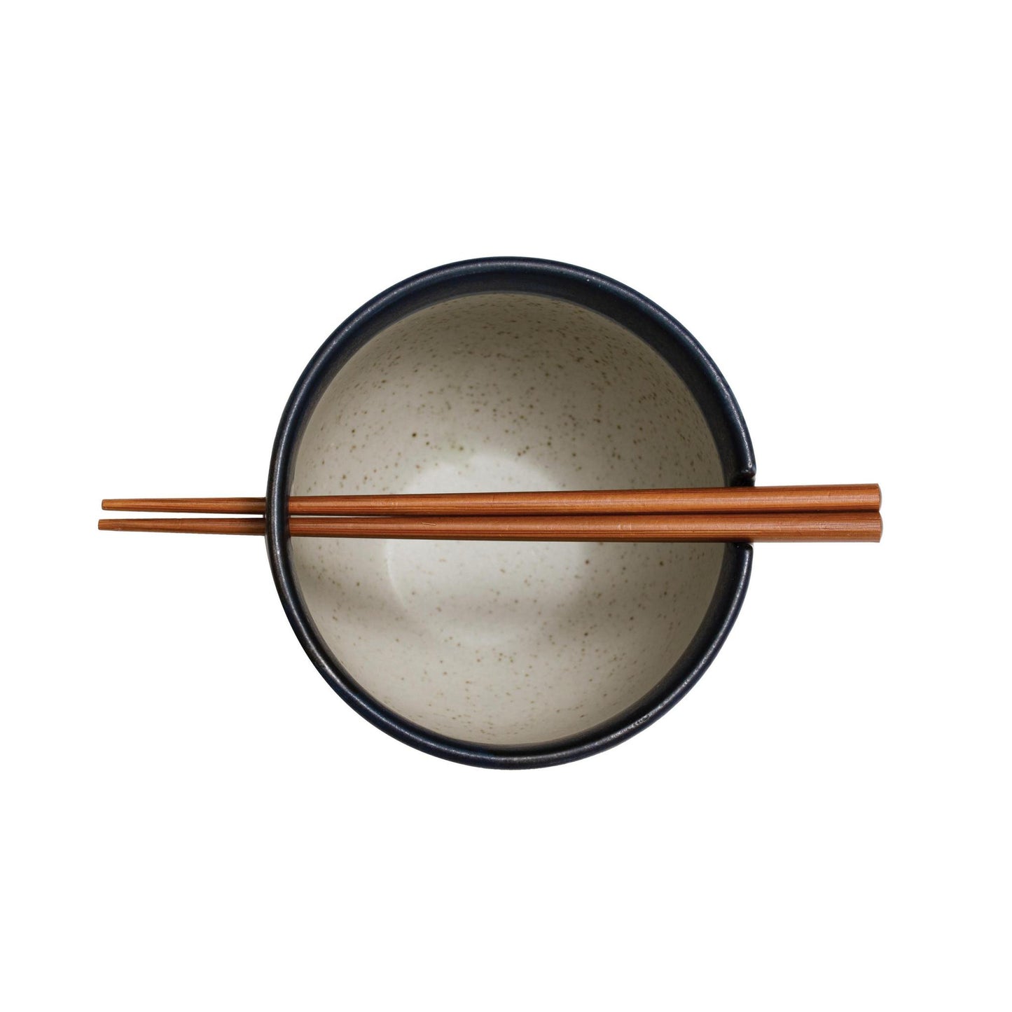 Polka Dot Stoneware Bowl with Chopsticks