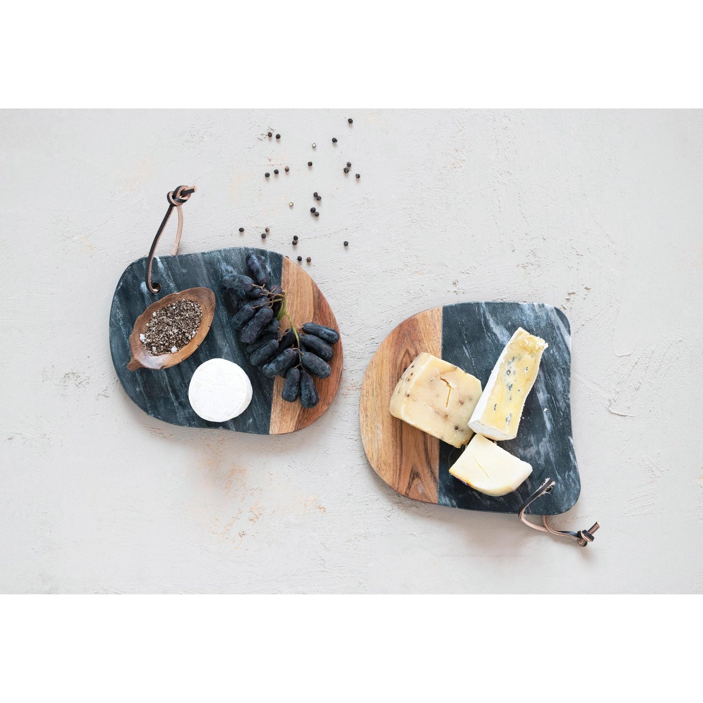 Marble and Acacia Wood Organic Shaped Cheese/Cutting Board