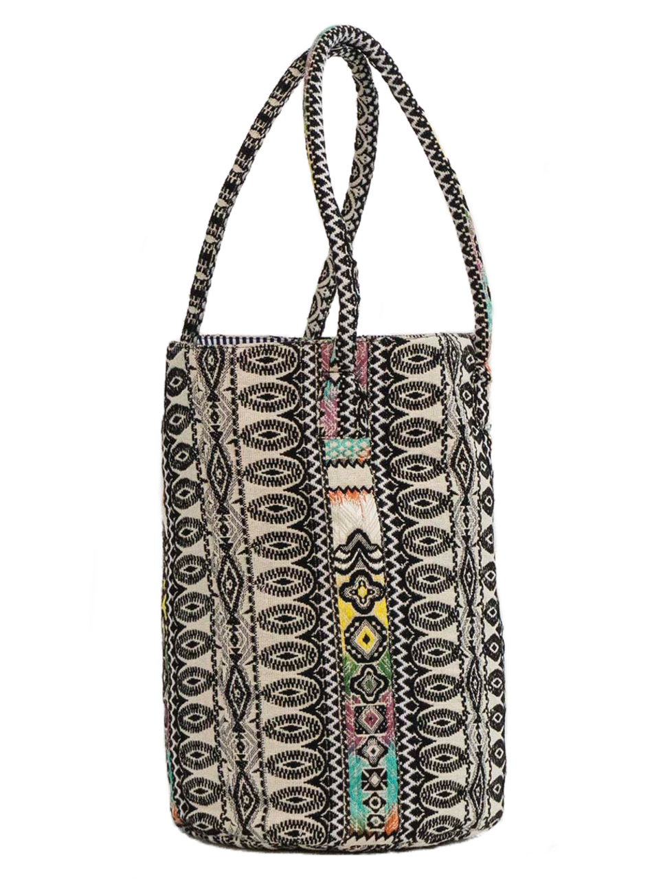 Electric Black Hand Loomed Round Tote