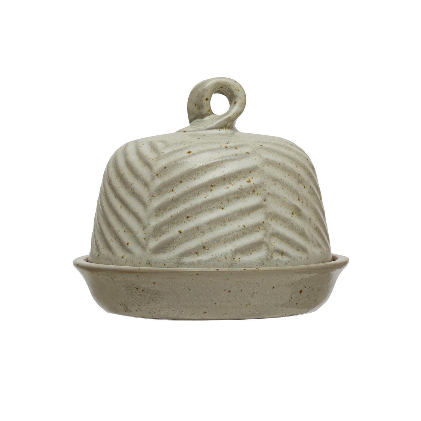 Embossed Stoneware Domed Dish
