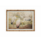 Wood Faux Bamboo Framed Glass Wall Décor with Vintage Reproduction Storks Image