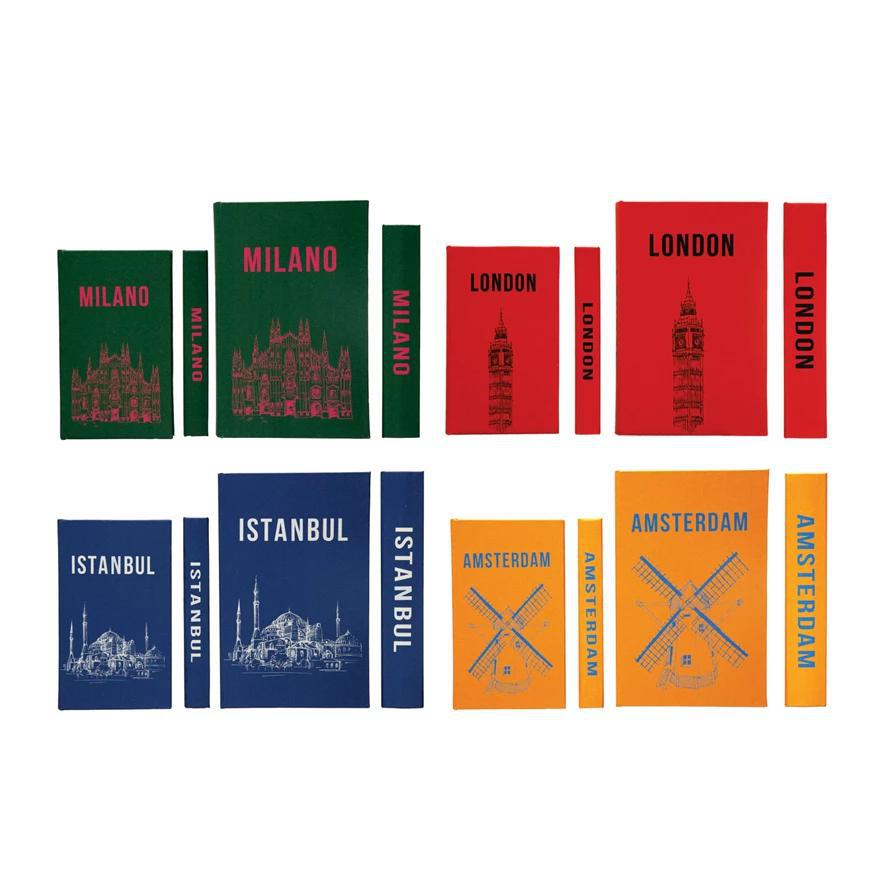 Canvas Book Storage Boxes with City Names