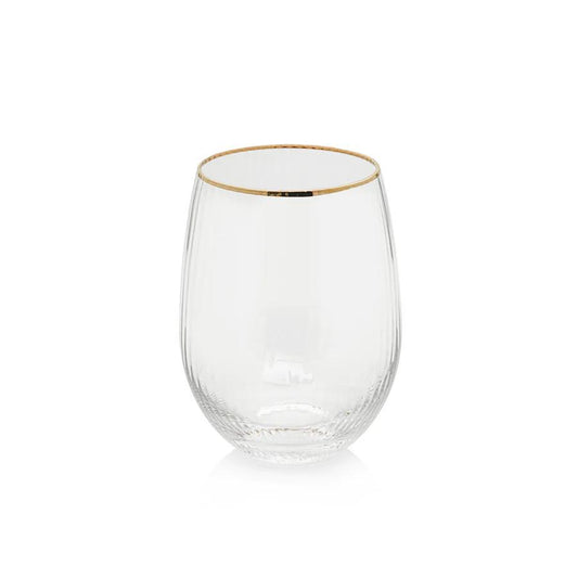 Optic Stemless All-Purpose Glass with Gold Rim