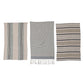 Woven Cotton Tea Towels with Stripes, Jute & Wood Bead Tie