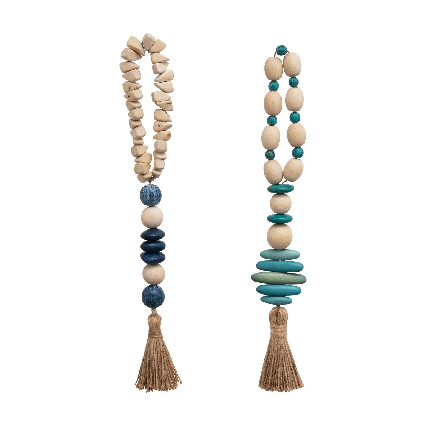 Wood Beads with Jute Tassel