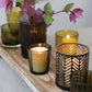 Paulownia Wood Footed Tray with Glass & Metal Votives