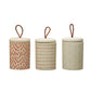 Stoneware Canister with Lid & Leather Pull