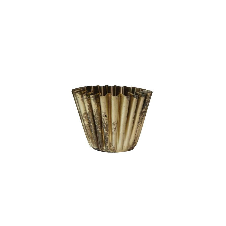 Fluted Metal Planter with Brass Finish
