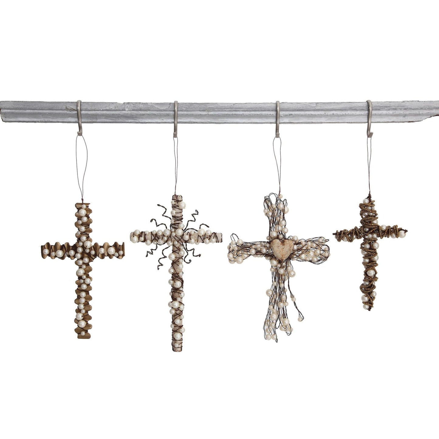 Beaded Metal Wire Cross Ornament