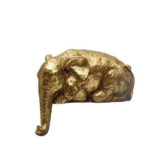Resin Elephant Shelf Sitter with Gold Finish