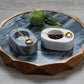 Tuscan Marble Salt & Pepper Bowl with Gold Spoon