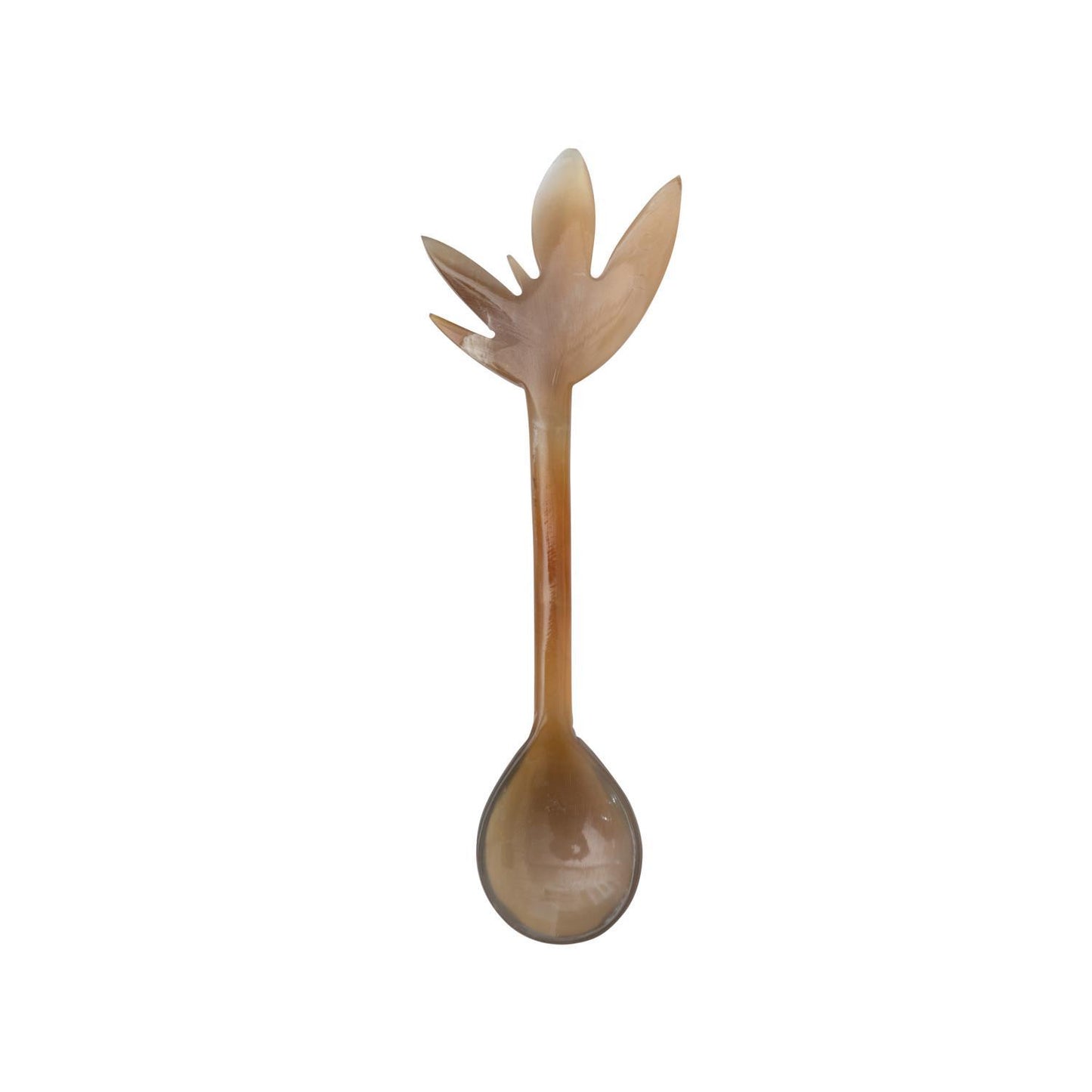 Hand-Carved Horn Spoon in Printed Drawstring Bag